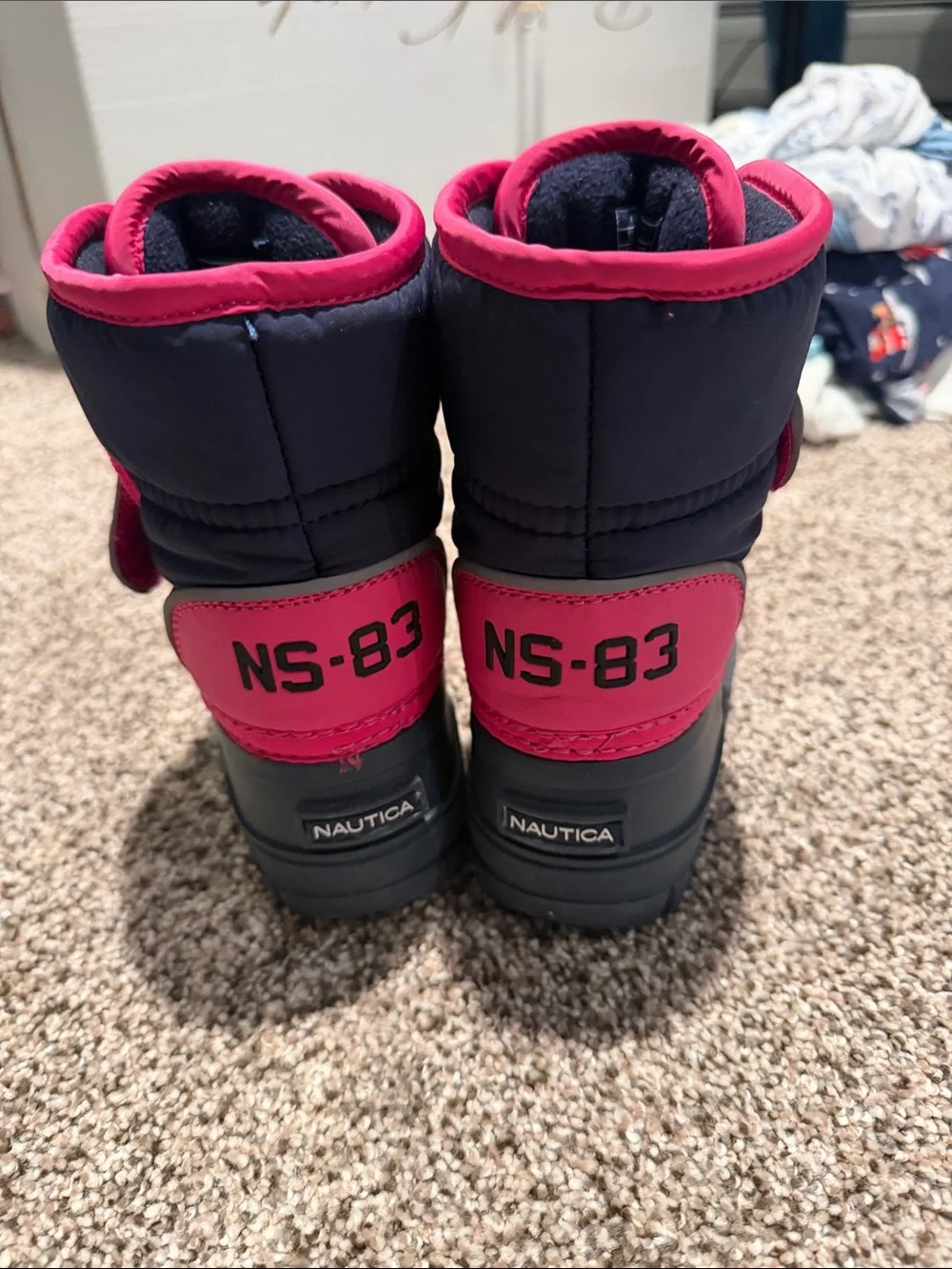 Nautica Kids Navy and Hot Pink Snow Boots